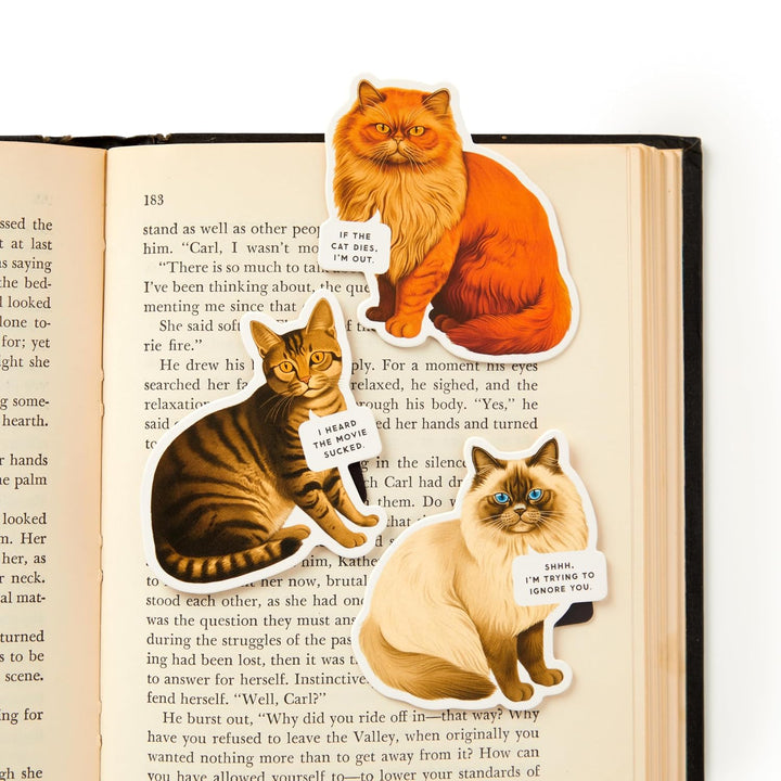 Moody Cats Magnetic Bookmark Set