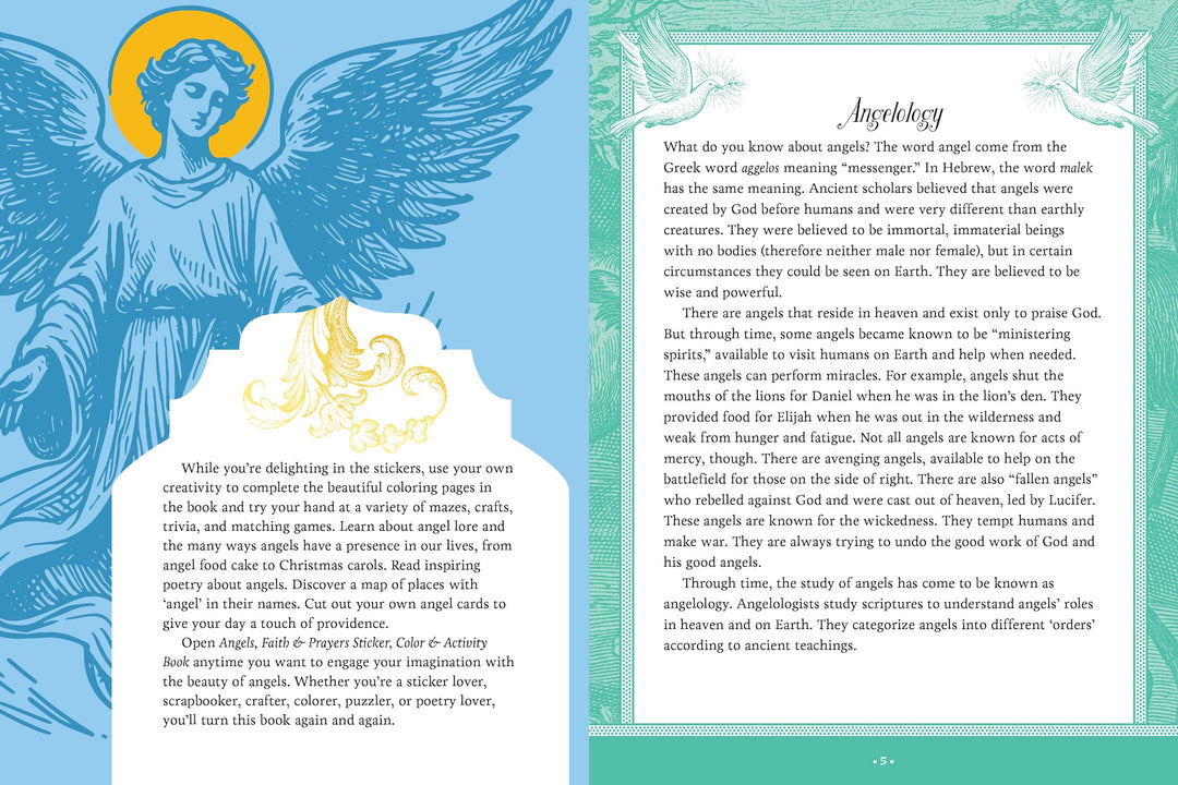 Angels, Faith & Prayers Sticker, Color & Activity Book